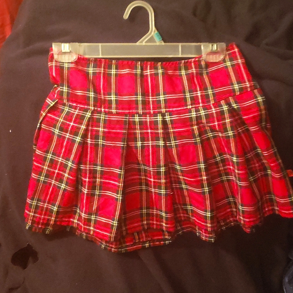 Red Plaid Royal Bones School Girl Mini Skirt!